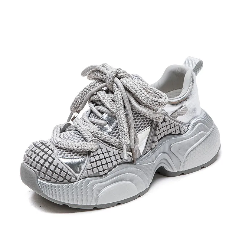 Women Fashion Breathable Mesh Chunky Platform Sneakers