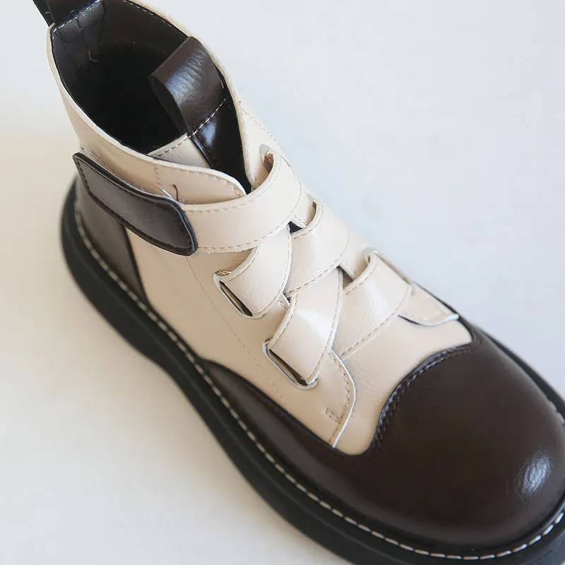 Women Retro Plaited Velcro Tape Boots