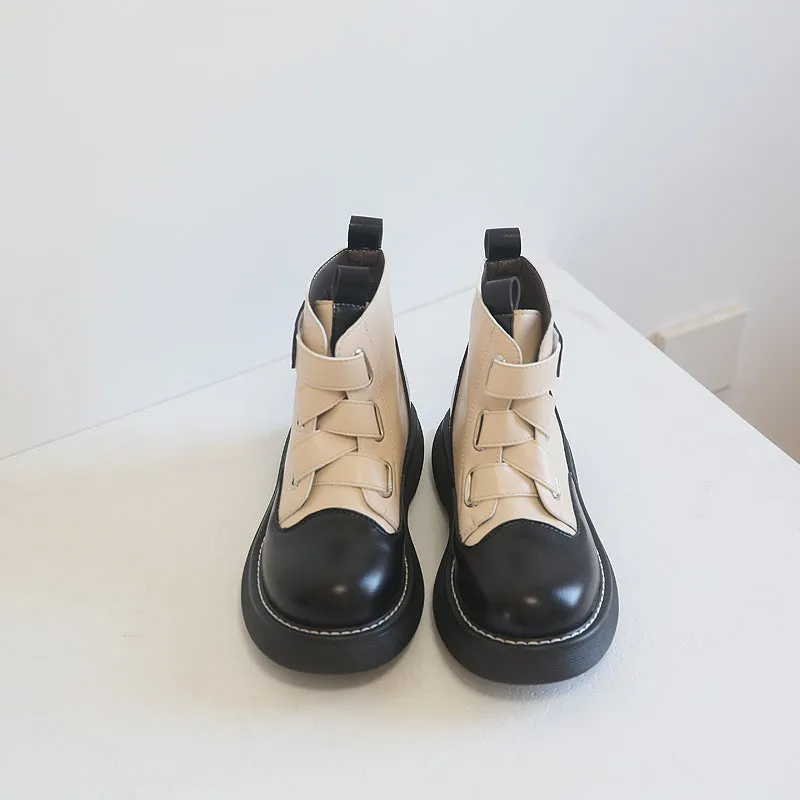 Women Retro Plaited Velcro Tape Boots