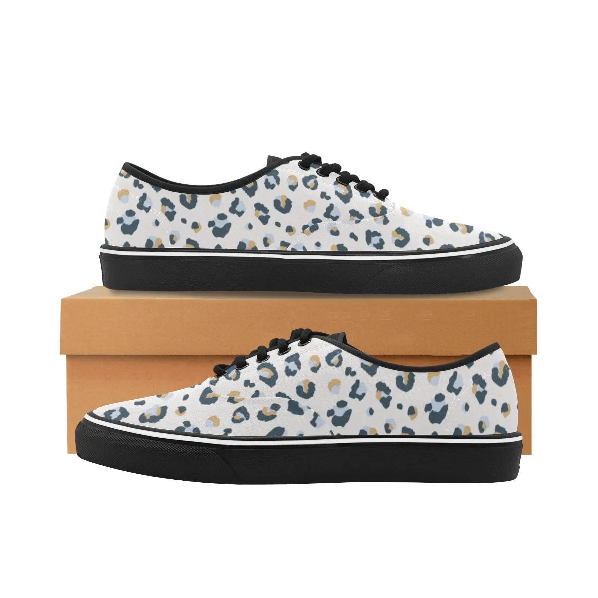 Women's Big Size Snow Leopard Print Low Top Canvas Shoes