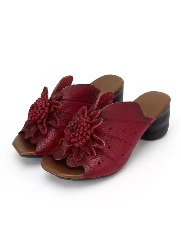 Women's Ethnic Style Flower Chunky Slippers