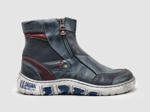 Women's Original Wool-Lined Zip-Up Leather Boots - Navy