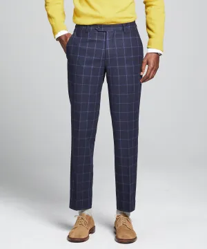 Wool Windowpane Sutton Suit Trouser in Navy